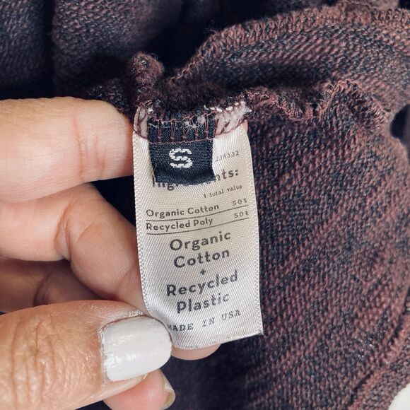 Groceries Apparel Drape Front Cardigan Sweater Small Open Front Burgundy Pockets - Picture 9 of 11